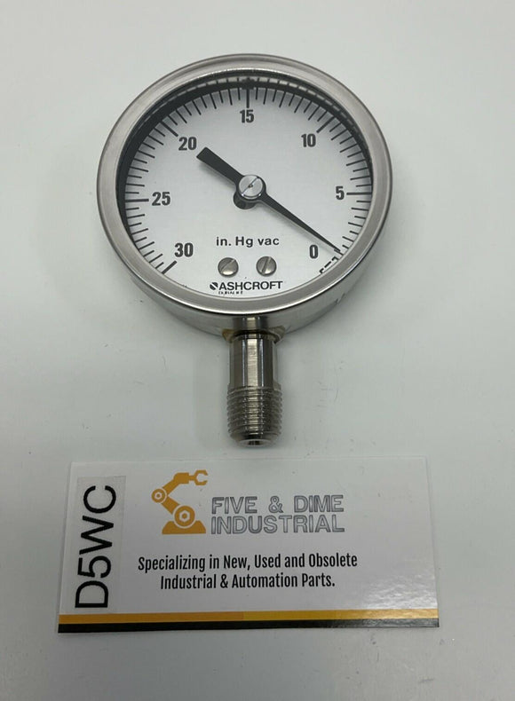 Ashcroft 25-1009-SW-02L 2-1/2" 1/4" NPT Gauge 316 Tube & Socket 30inHg - 0 PSI