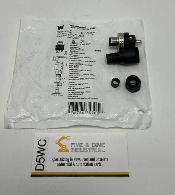 Woodhead 1200701145 / 8A5006-31 Molex M12 Male 5-Pole Field Connector
