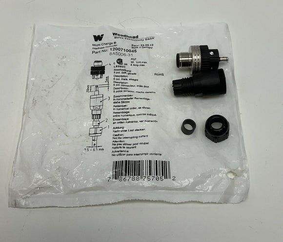 Woodhead 1200701145 / 8A5006-31 Molex M12 Male 5-Pole Field Connector