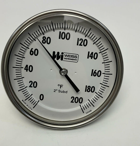 Weiss Instruments 5RBM9 5" BiMetal Thermometer 0-200°F 1/2 NPT, 2.5" Stem