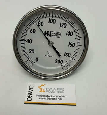 Weiss Instruments 5RBM9 5" BiMetal Thermometer 0-200°F 1/2 NPT, 2.5" Stem