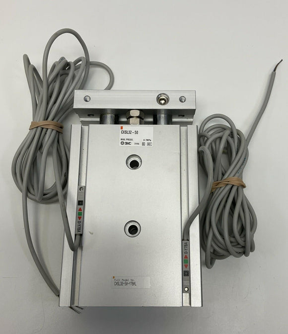 SMC CXSL32-50 Dual Rod Guided Air Cylinder w/ D-Y7BA Reed Switches