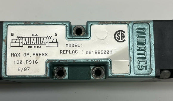 Numatics 061BB500M 24VDC Solenoid Pneumatic Valve 120 PSI