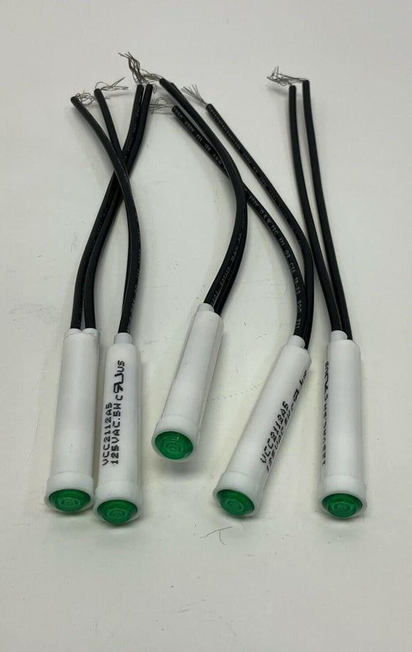 VCC 2112A5 Neon Green Panel Mount Indicator Lamp 125VAC. (5-Pack)