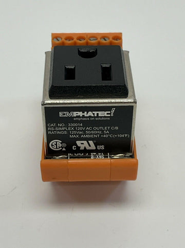 Emphatec 330014 DIN Mount Outlet 120VAC, 5-Amp RS-Simplex - 0