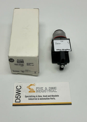 Allen Bradley 800MR-B2 Small Round Black Push Button, Extended Head
