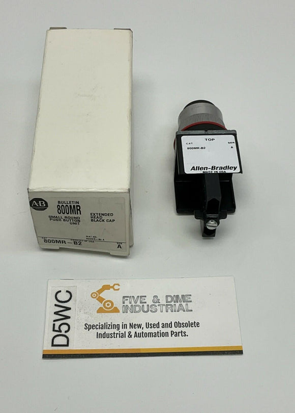 Allen Bradley 800MR-B2 Small Round Black Push Button, Extended Head