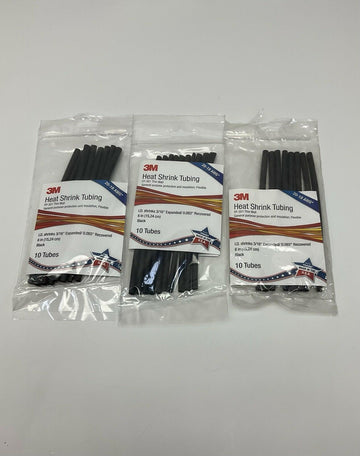 3M FP-301 Black Heat Shrink Tubing 30-Pack 3/16" x 6". - 0