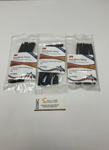 3M FP-301 Black Heat Shrink Tubing 30-Pack 3/16" x 6".