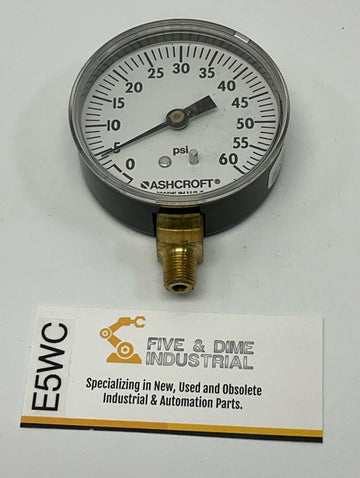 Ashcroft 25W1005-60 2-1/2" 60PSI Gauge 1/8" NPT Brass Lower