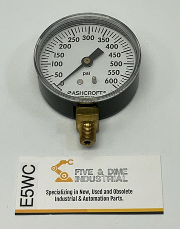 Ashcroft 25W1005-600 2-1/2" 600 PSI Gauge, 1/8" NPT Brass Lower