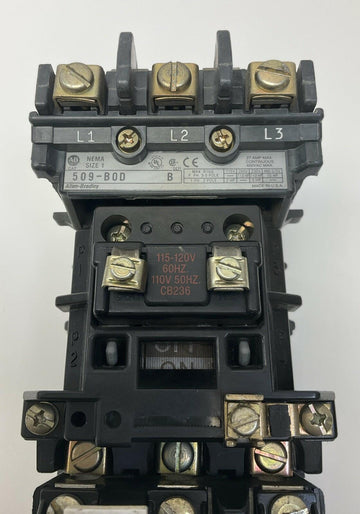 Allen Bradley 509-BOD Starter 3-Pole, Size 1  110/115/120 VAC Coil, W47 Heaters - 0