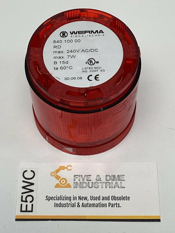 Werma 840-100-00 Red Signal Tower Stack Light Housing 240V AC/DC Max