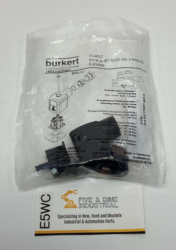 Burkert 314802 Fluid Control Systems Sol Valve Plug 2518-A-BCS/UC-00-3-N50-00-0