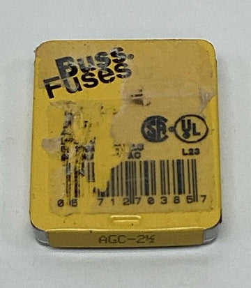 Bussmann AGC-2-1/2 Buss 5-Pack 2-1/2 Amp Fuses 125/250V - 0