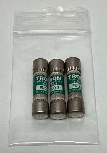 Bussmann Tron FNQ-3 Time Delay Fuses 3-Amp, 500V. Lot of 3 - 0