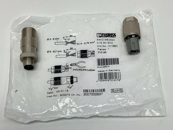 Phoenix Contact 1413991 Connector M12 Speedcon 5-Position A-coded, Male