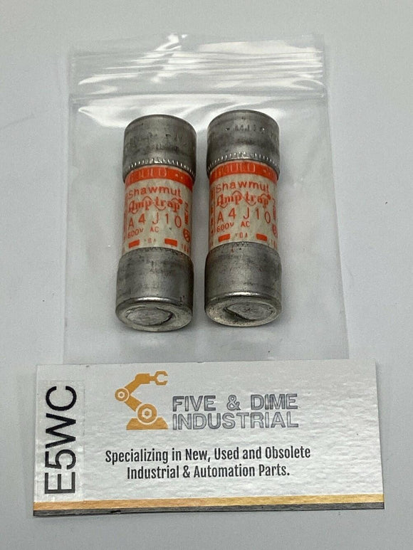 Gould Shawmut A4J10 Class J Fast Acting 10-Amp Fuse, 600V, 300VDC Lot of 2