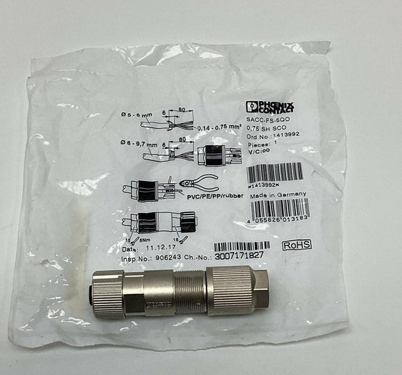 Phoenix Contact 1413992 Connector M12 Speedcon 5-Position, A-coded, Female