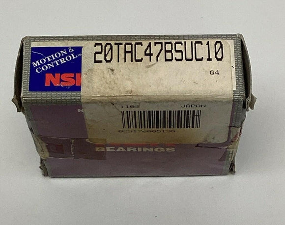 NSK 20TAC47BSUC10 Ball Bearing Bore 20mm x 47mm O.D. x 15mm Width