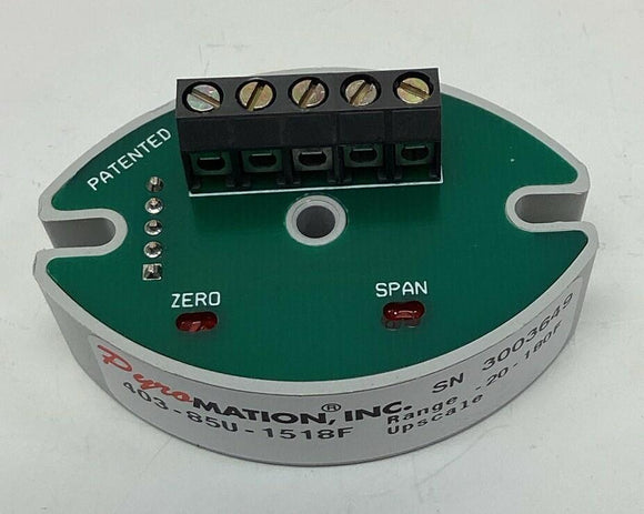 Pyromation 403-85U-1518F RTD Temperature Transmitter -20-180F