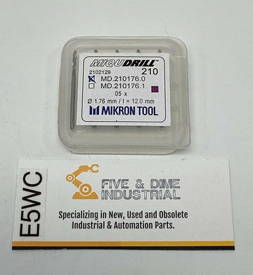 Mikron Tool MD.210176.0 Miqudrill Micro Drill Bits 1.76mm, 12.0mm Lot of 5
