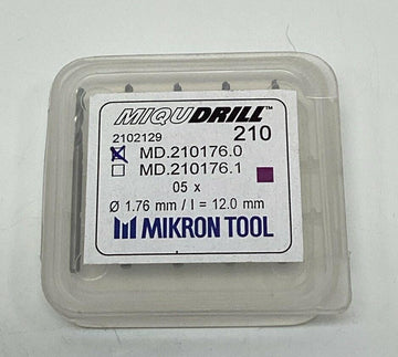 Mikron Tool MD.210176.0 Miqudrill Micro Drill Bits 1.76mm, 12.0mm Lot of 5 - 0