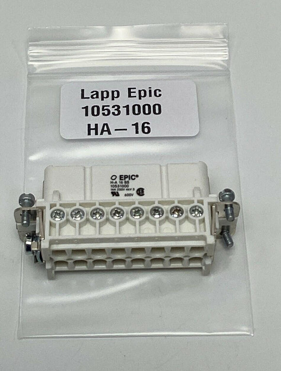 Lapp Epic 10531000 HA-16 Rectangular Connector Insert 16-Pin, Female