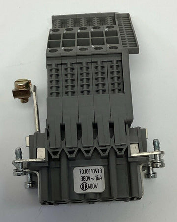 Wieland 70.100.1053.3 10-Pole Adapter Female x Screw Terminals 380VAC, 16A - 0