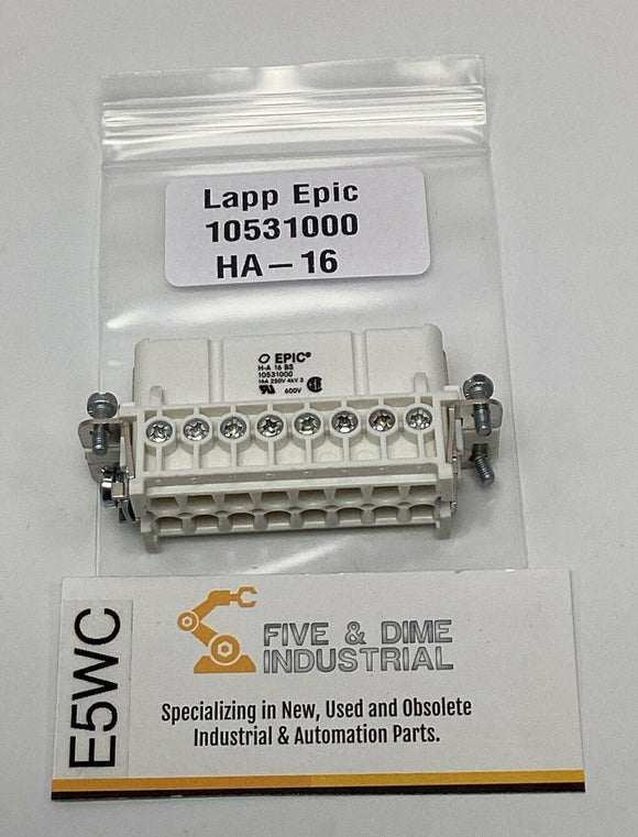 Lapp Epic 10531000 HA-16 Rectangular Connector Insert 16-Pin, Female