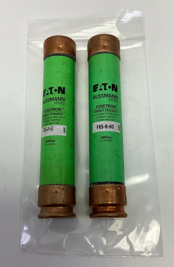Bussmann FRS-R-60 Fusetron Dual Element Fuses 60 Amp Eaton. 2-Pack
