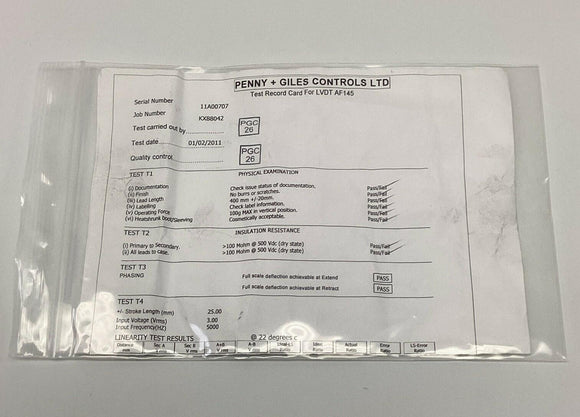 Penny Giles LVDT-AF145 / AF145/0050 Displacement Transducer NOS
