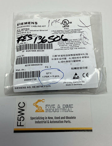 Siemens 6GK1905-0EC00 M12 Profibus Bus Termination Plug (5-Pack)