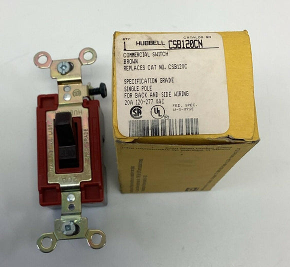 Hubbell CSB120CN Brown Commercial Switch, Single Pole, 20A
