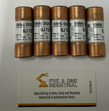 Siba 6J15D  Time Delay Fuses 15 Amp 600V Lot of 5