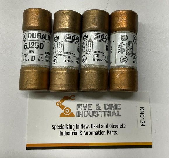 Siba 6J25D Time Delay Fuses 25-Amp 600V Lot of 4