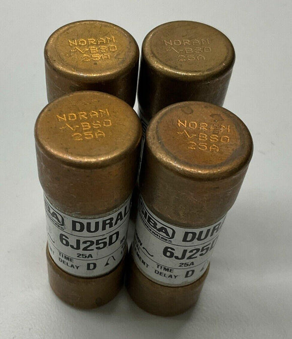 Siba 6J25D Time Delay Fuses 25-Amp 600V Lot of 4