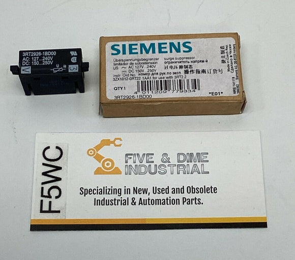 Siemens 3RT2926-1BD00 Surge Suppressor 127-240VAC, 150-250VDC