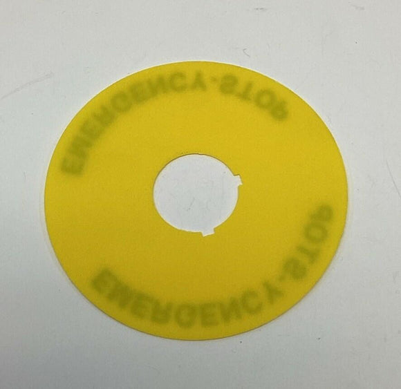 GE 080XTG802 Emergency Stop Name Plate Plastic 78mm