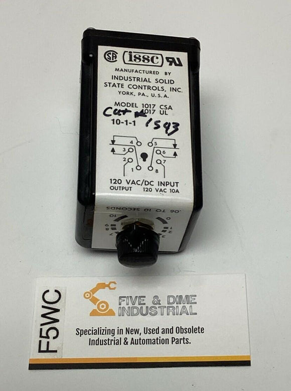 ISSC Model 1017 Solid State Timer  .06-10 Seconds 120V AC/DC Input, 120VAC Out.