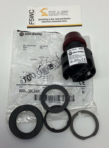 Allen Bradley 800L-30L24R Red Pilot Light, 30mm, LED, 24V  AC/DC