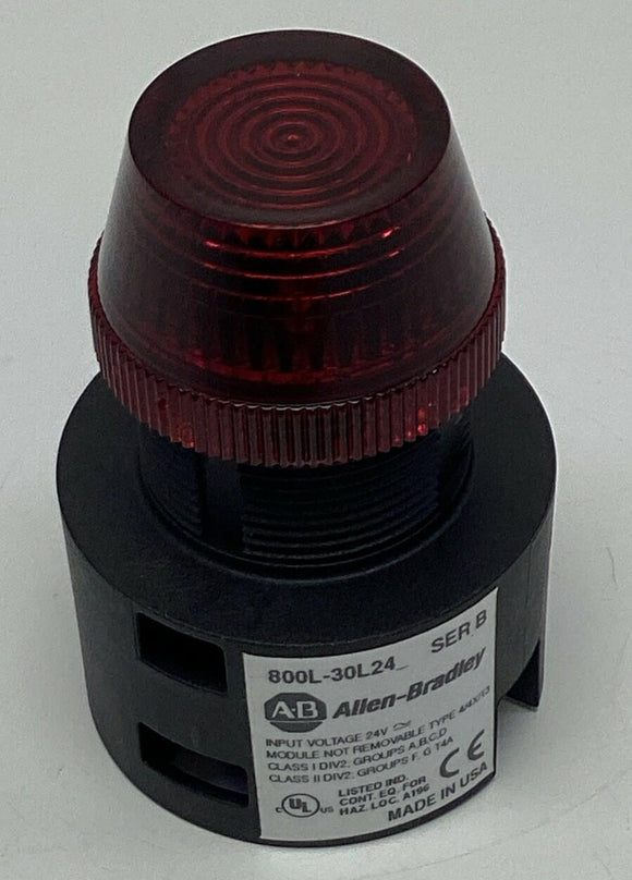Allen Bradley 800L-30L24R Red Pilot Light, 30mm, LED, 24V  AC/DC