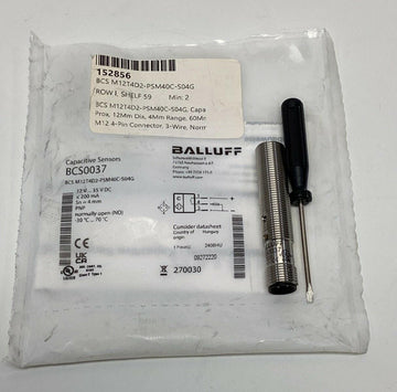 Balluff BCS0037 / M12T4D2-PSM40C-S04G Capacitive Sensor 4mm Range, 12-35VDC - 0