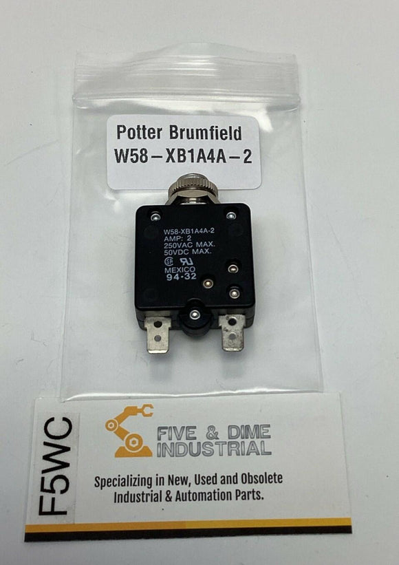 Potter & Brumfield W58-XB1A4A-2  2-Amp Circuit Breaker , Spade Terminals