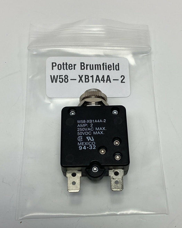 Potter & Brumfield W58-XB1A4A-2  2-Amp Circuit Breaker , Spade Terminals