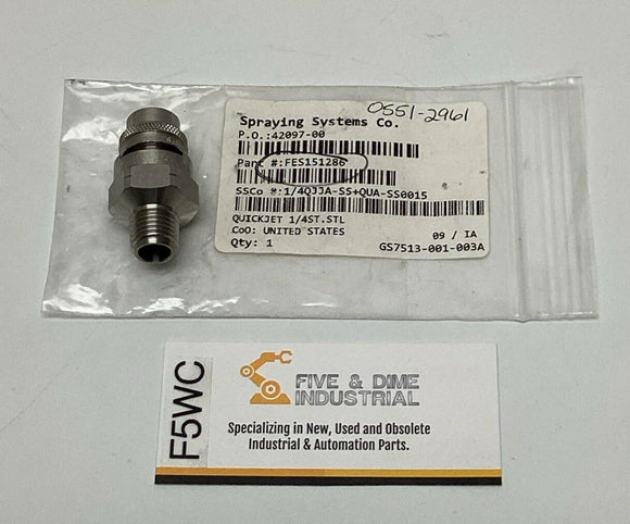 Spraying System 1/4QJJA-SS+QUA-SS0015 Quick VeeJet Nozzle 1/4'' NPT, Stainless