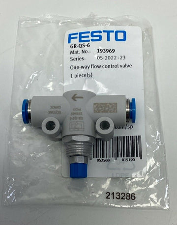 Festo GR-QS-6 One Way Flow Control Valve 193969 GR6 Connections. - 0