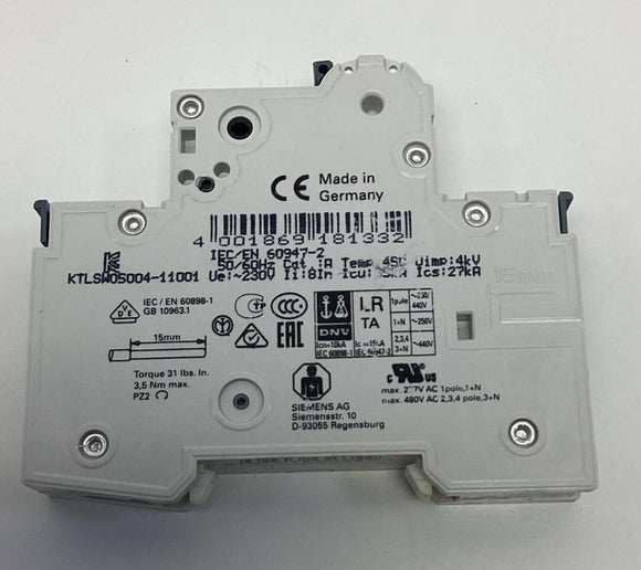 Siemens 5SY4103-7 Circuit Breaker 3-Amp 230/400V. 1-Pole DIN Mount