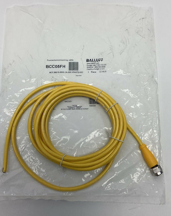 Balluff BCC M415-0000-1A-003-VX44T2-030 Cable Cordset BCC05FH 3-Meters