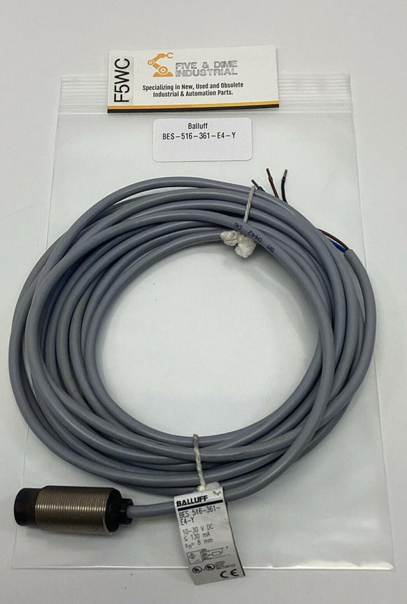Balluff BES 516-361-E4-Y 3-Wire Proximity Sensor 10-30VDC Sense: 8mm  5-Meter